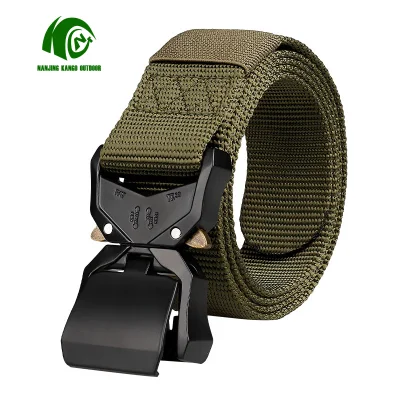 Kango Outdoor Heavy Duty Universal Nylon Adjustable Military Style Tactical Waist Belt with Quick Release Gear Clip Metal
